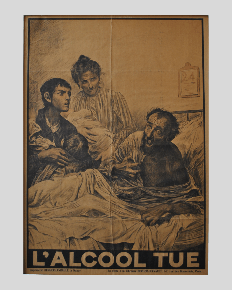 Affiche d'époque sur la sensibilisation à l'alcool